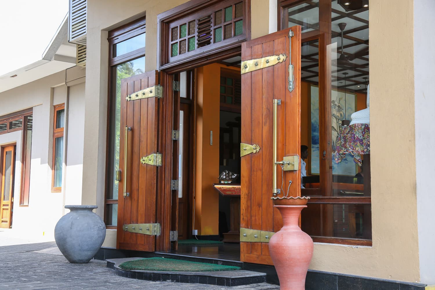 Traditional wooden guest room entrance