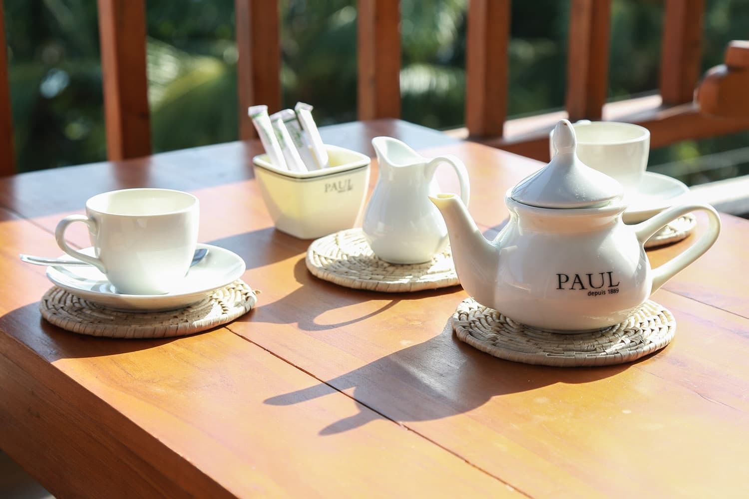 Morning tea service on balcony