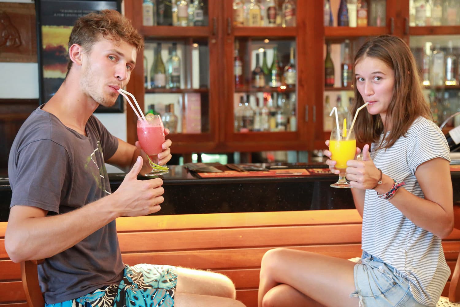 Tropical drinks at the bar