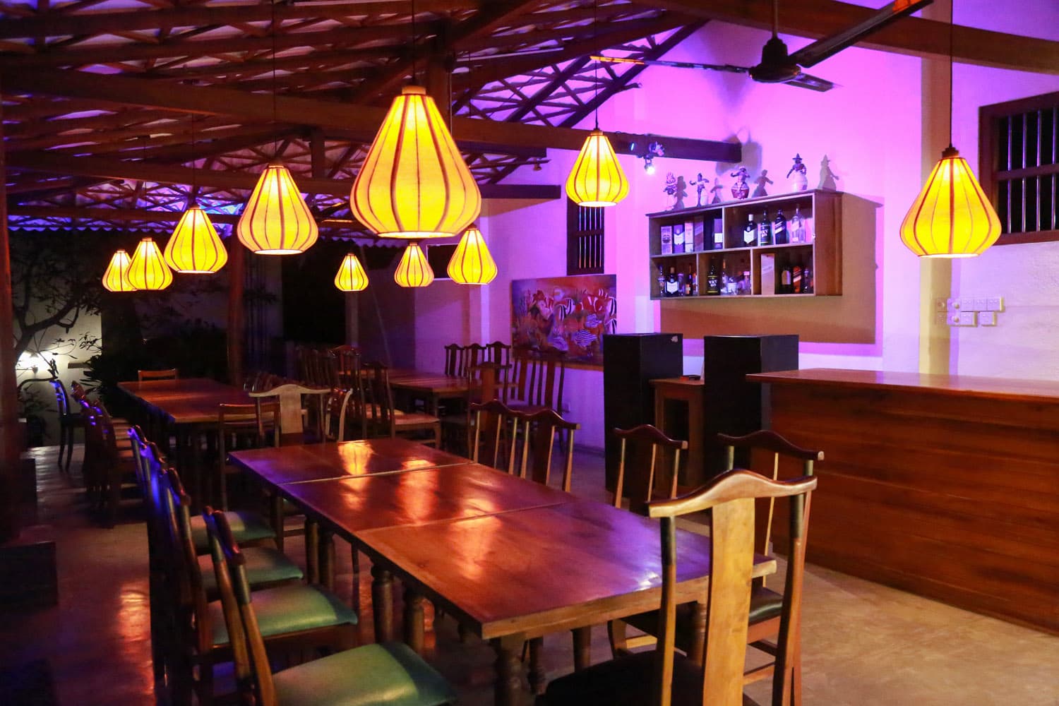 Night bar lounge with pendant lights
